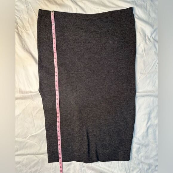 Vintage Nina Leonard Wool Blend Knit Pencil Skirt Stretchy Gray Midi Skirt 90s L - Picture 7 of 8